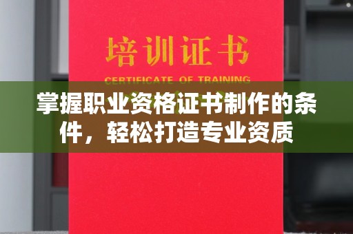 江宁掌握职业资格证书制作的条件，轻松打造专业资质