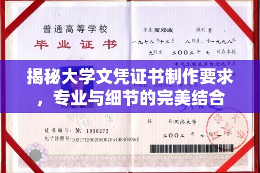 江宁揭秘大学文凭证书制作要求，专业与细节的完美结合